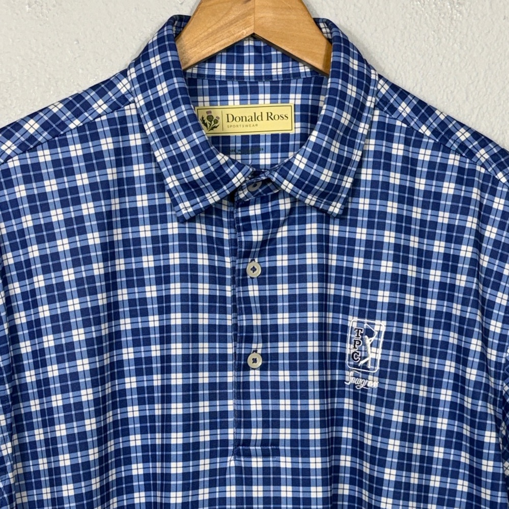Donald Ross Men’s Sawgrass Blue Plaid Polo Shirt